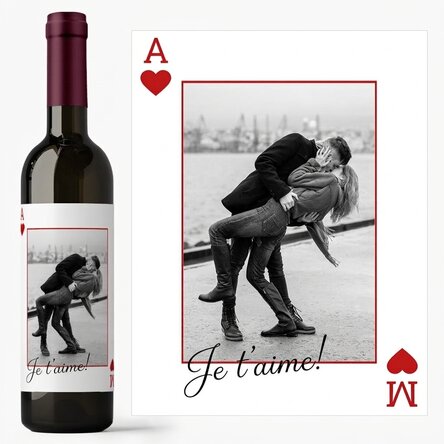 Vin personnalisé avec un texte et une photo - Je t'aime !