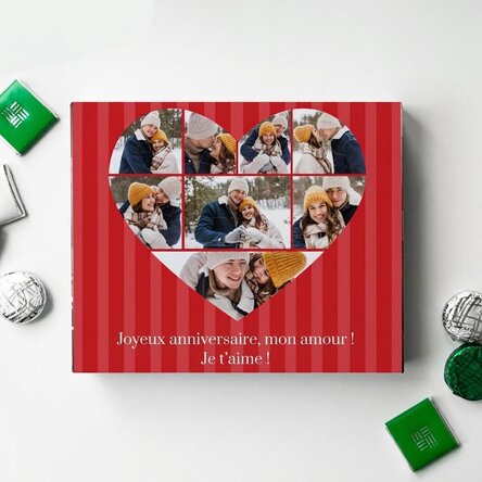 Boîte de bonbons personnalisée avec 8 photos et un message - Amour