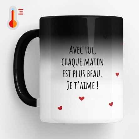 Tasse thermosensible personnalisée avec message - Love