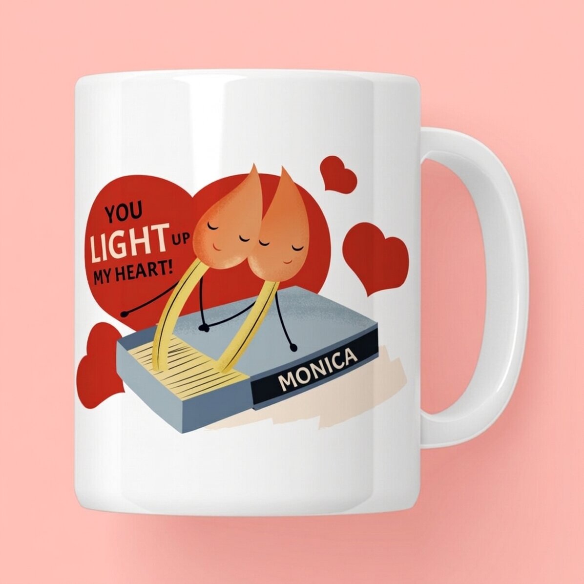 Tasse personnalisée avec message - « Ligh up my heart »