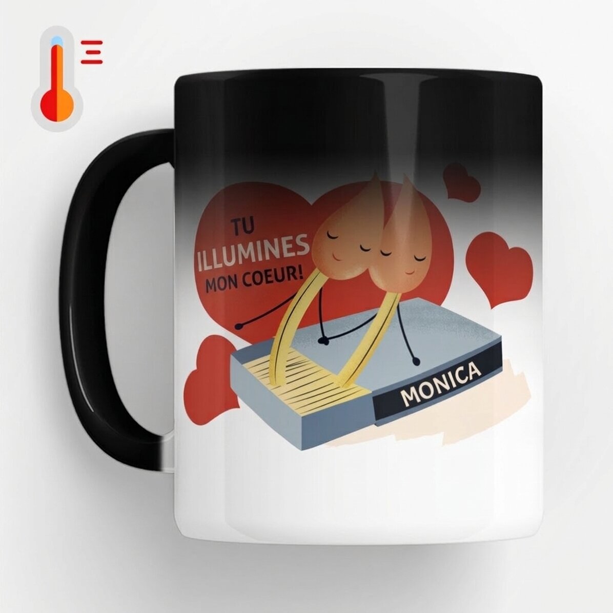 Tasse thermosensible personnalisée avec message - Light up my heart