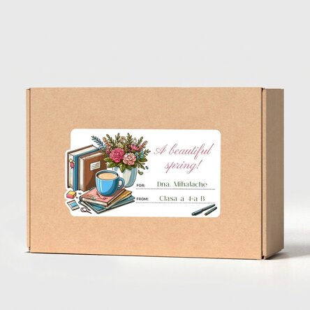 Boîte en papier kraft personnalisée avec un autocollant pour la maîtresse