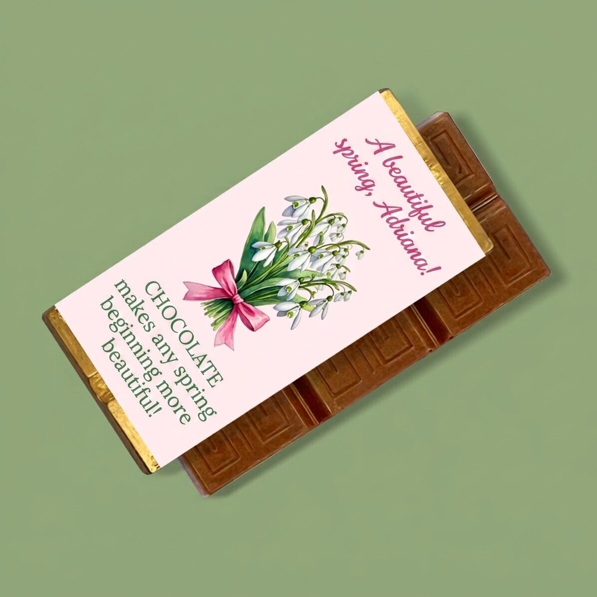 Mini-tablette de chocolat personnalisée avec un message - Printemps