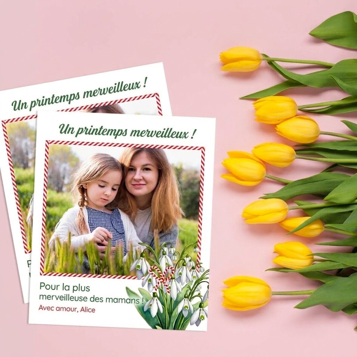 Photo personnalisée 10 x 12 cm avec une photo et un texte - Printemps