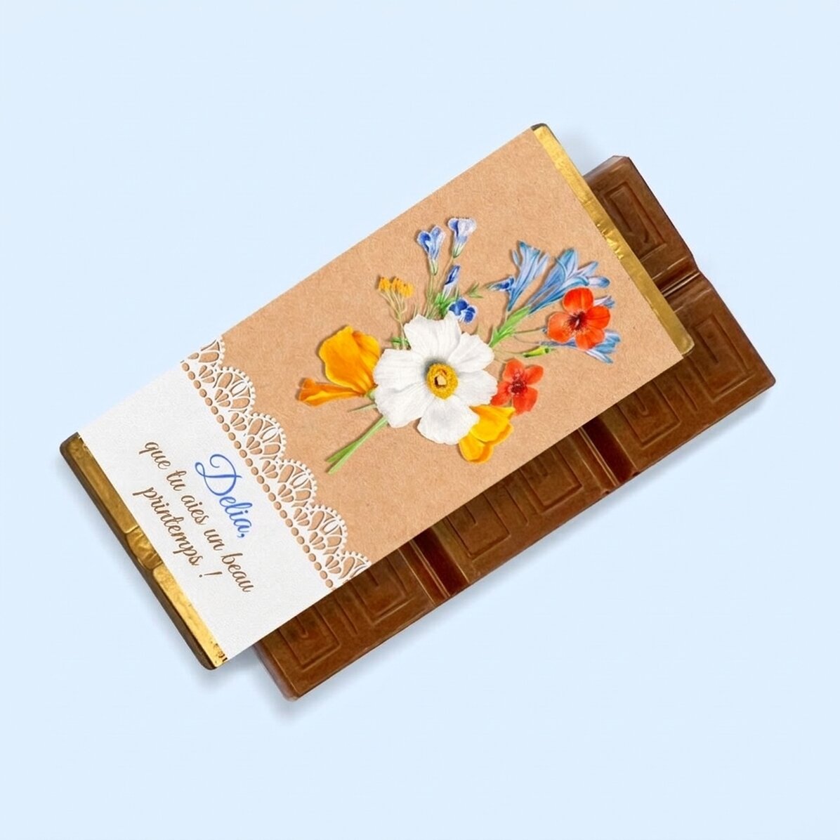 Mini-tablette de chocolat personnalisée avec un message - Belle printemps