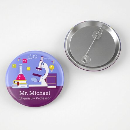 Badge personnalisé avec inscription - Professeur de chimie