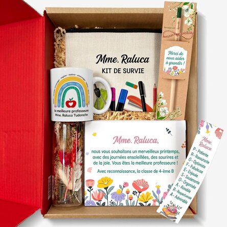 Coffret cadeau personnalisé pour une enseignante - Remerciements
