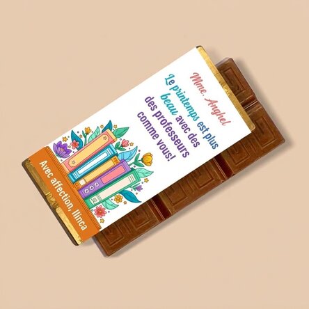 Mini-tablette de chocolat personnalisée avec un message pour les enseignantes