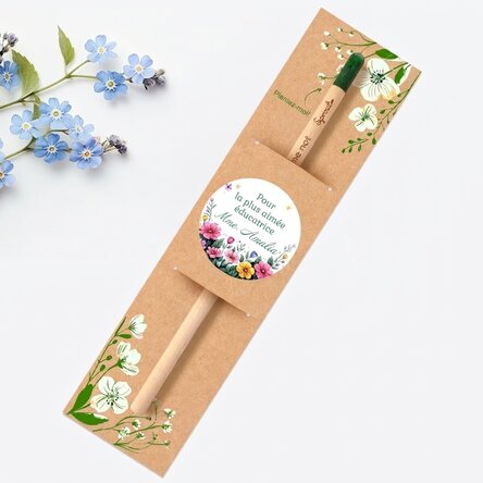 Crayon plantable personnalisé avec message - Motif floral