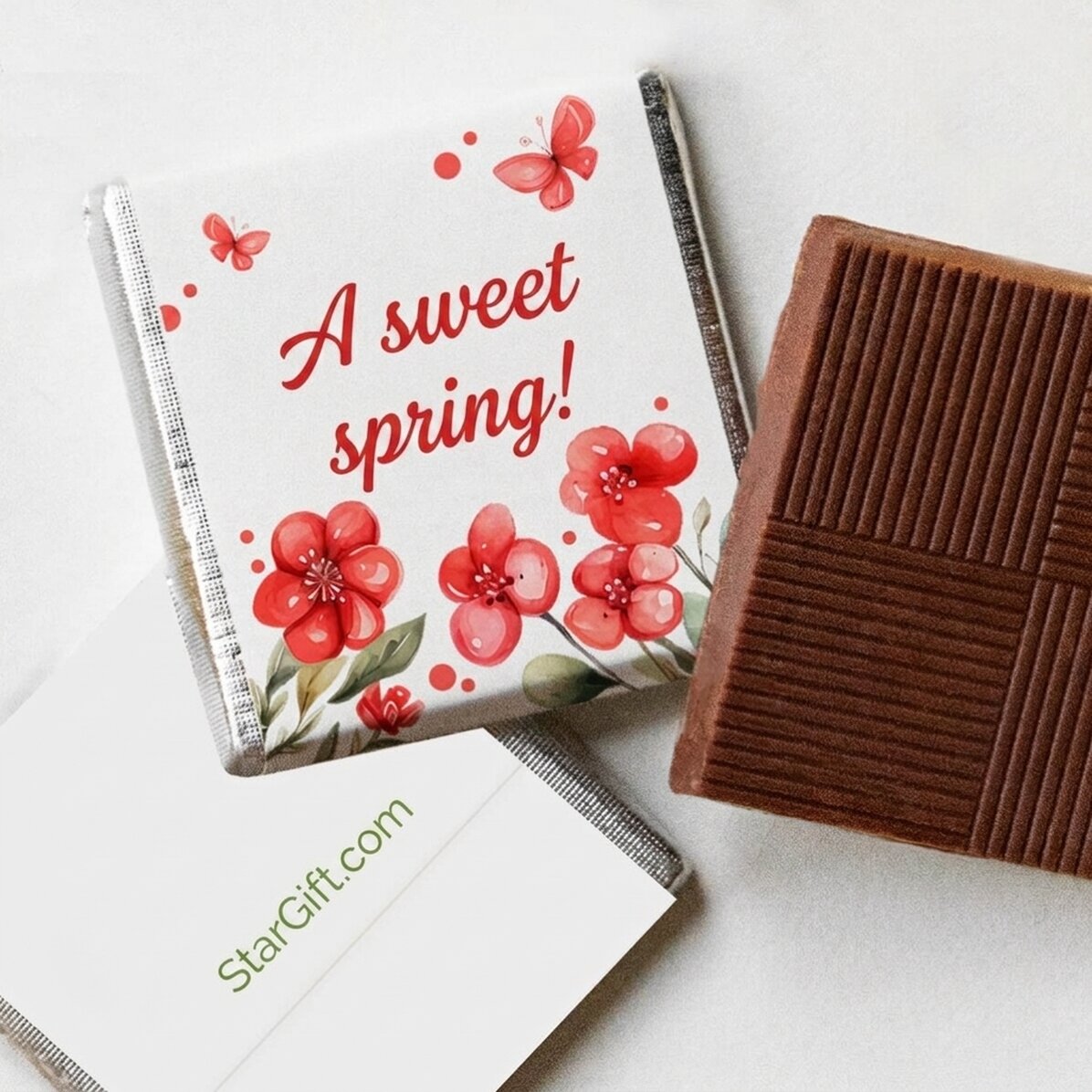 Mini-chocolat personnalisé avec un message - Un printemps tout en douceur