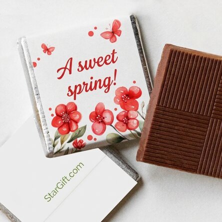 Mini-chocolat personnalisé avec un message - Un printemps tout en douceur
