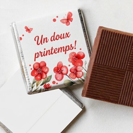 Mini-chocolat personnalisé avec un message - Un printemps tout en douceur