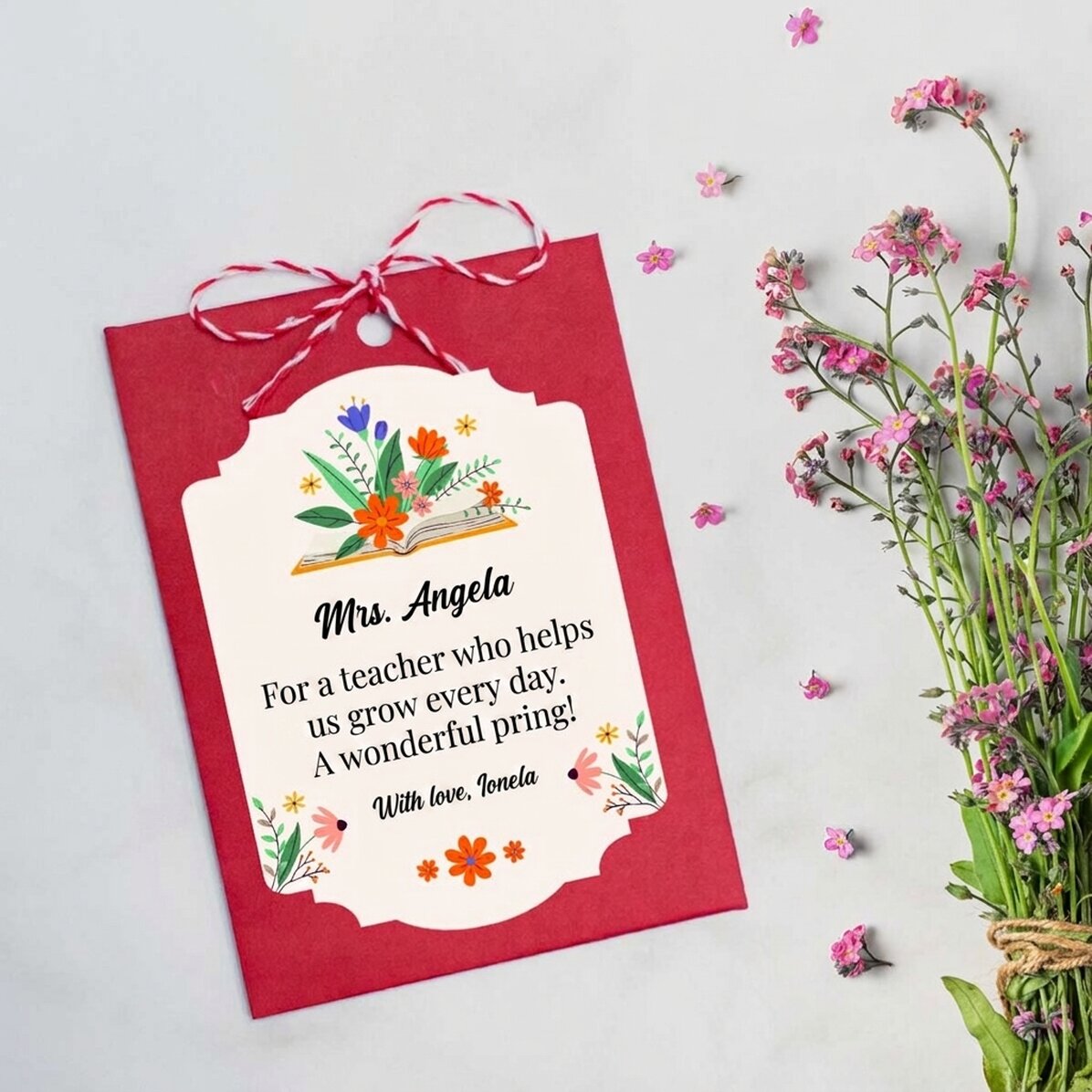 Martisor à planter, personnalisé avec un message pour les enseignantes