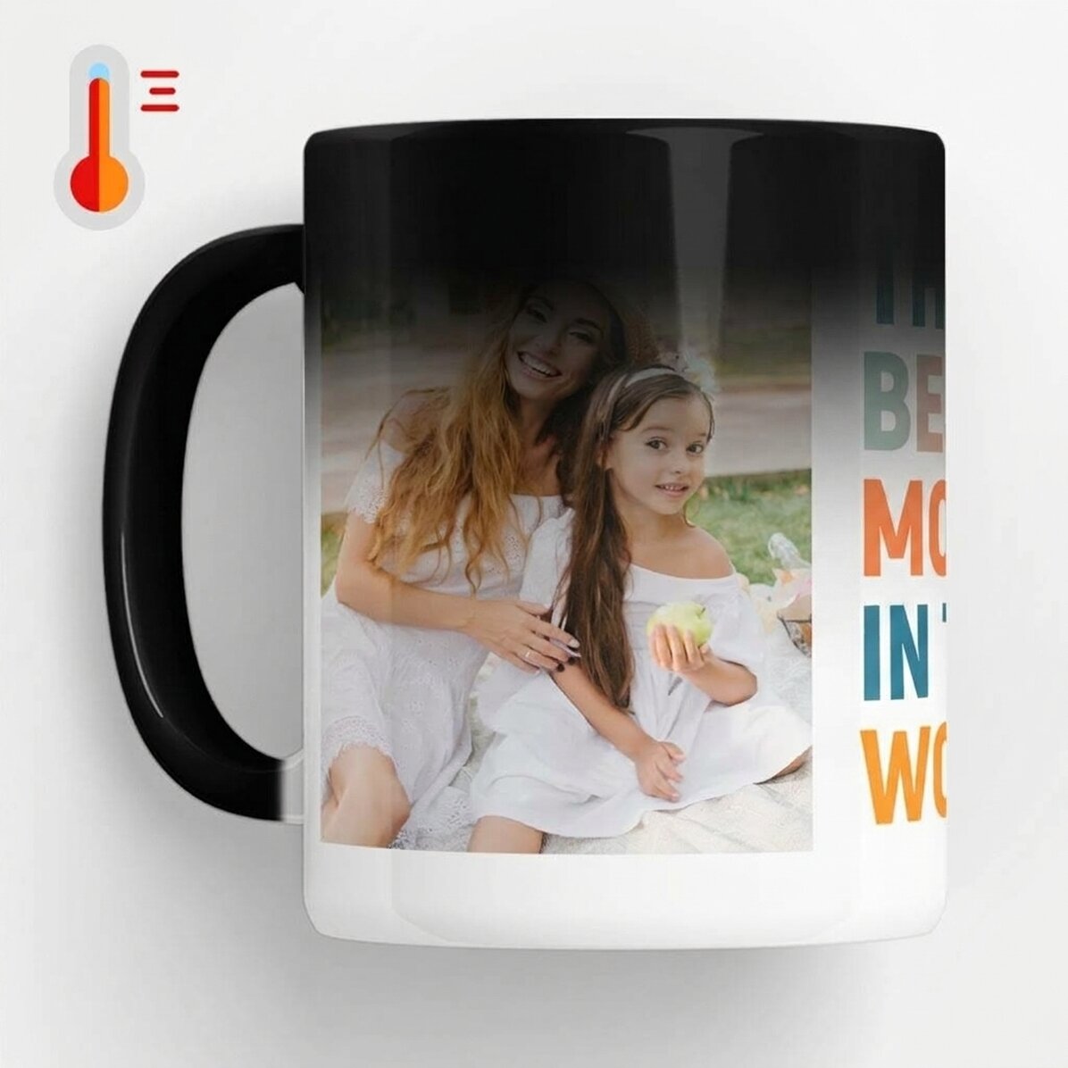 Tasse thermosensible personnalisée avec 2 photos - « Best mom ever ! »