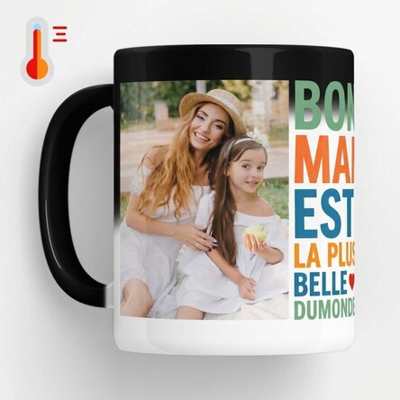 Tasse thermosensible personnalisée avec 2 photos - « Best mom ever ! »
