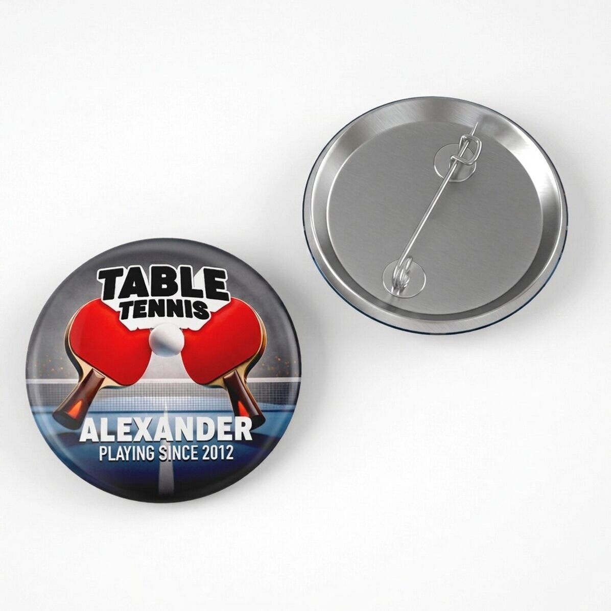 Insigne personnalisé avec texte - Tennis de table