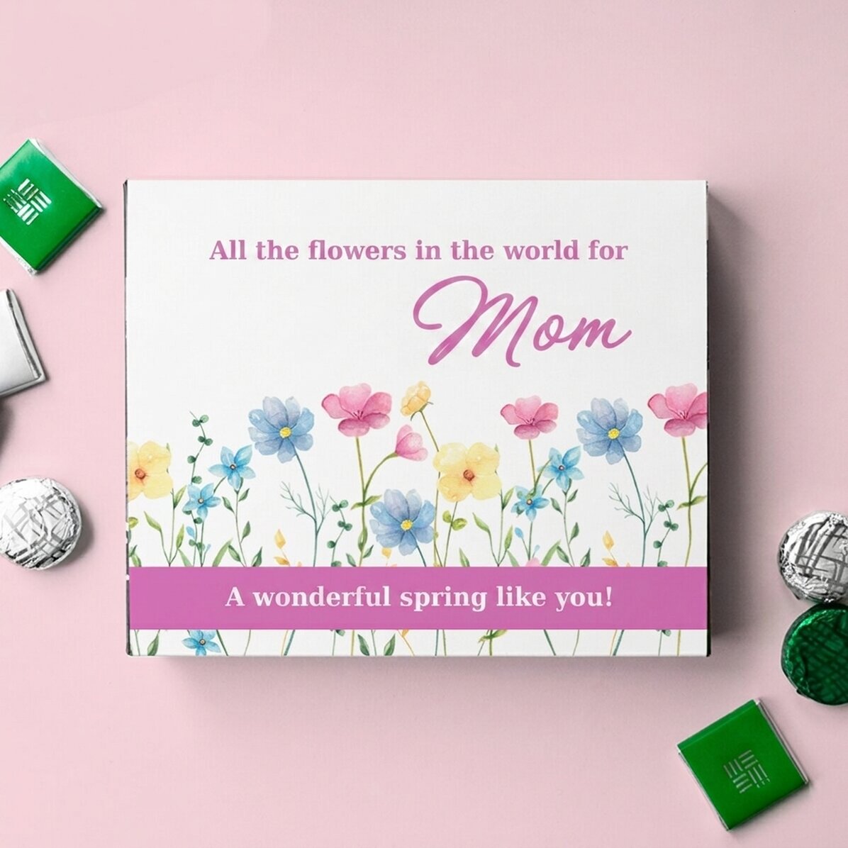 Boîte de bonbons personnalisée avec un message - Toutes les fleurs du monde