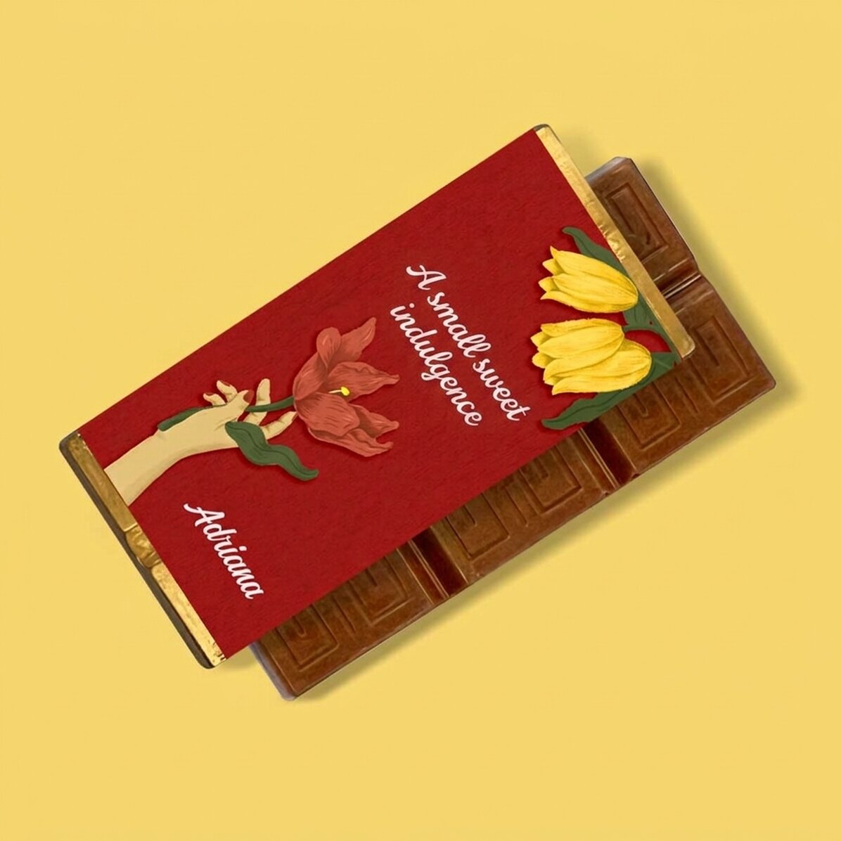 Mini-tablette de chocolat personnalisée avec un message - Flowers
