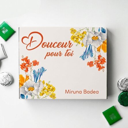Boîte de bonbons personnalisée avec un message - Fleurs de printemps