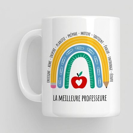 Tasse avec un message pour la professeure