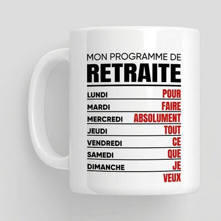 Tasse avec message - Programme hebdomadaire