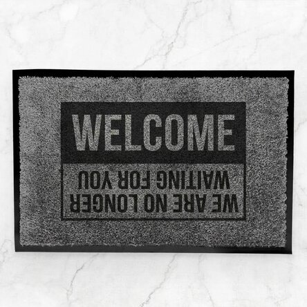 Paillasson d'entrée d'intérieur personnalisé avec inscription - « Bienvenue, on ne t'attendait plus 