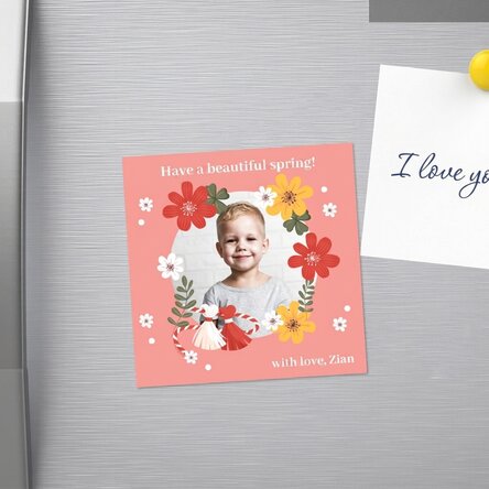 Aimant 10 x 10 personnalisé avec une photo et un message - 1er mars
