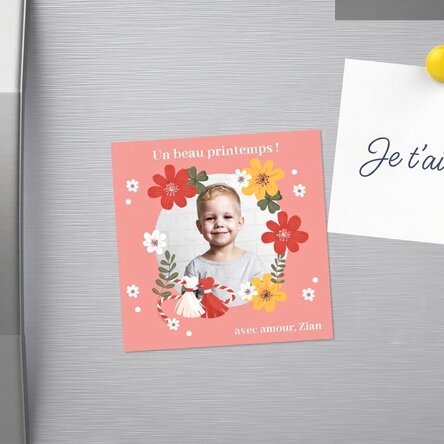 Aimant 10 x 10 personnalisé avec une photo et un message - 1er mars