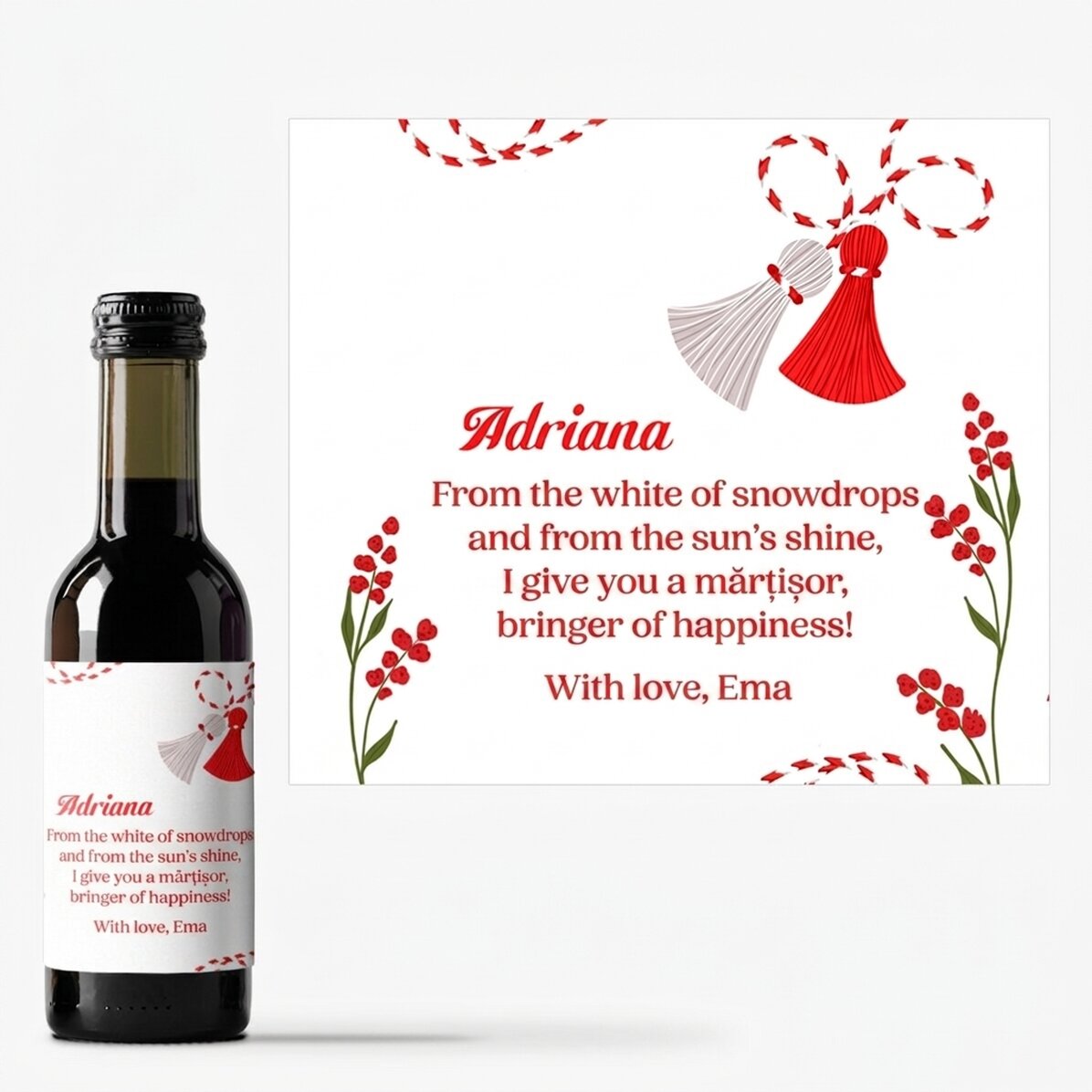 Mini-bouteille de vin personnalisée avec un message