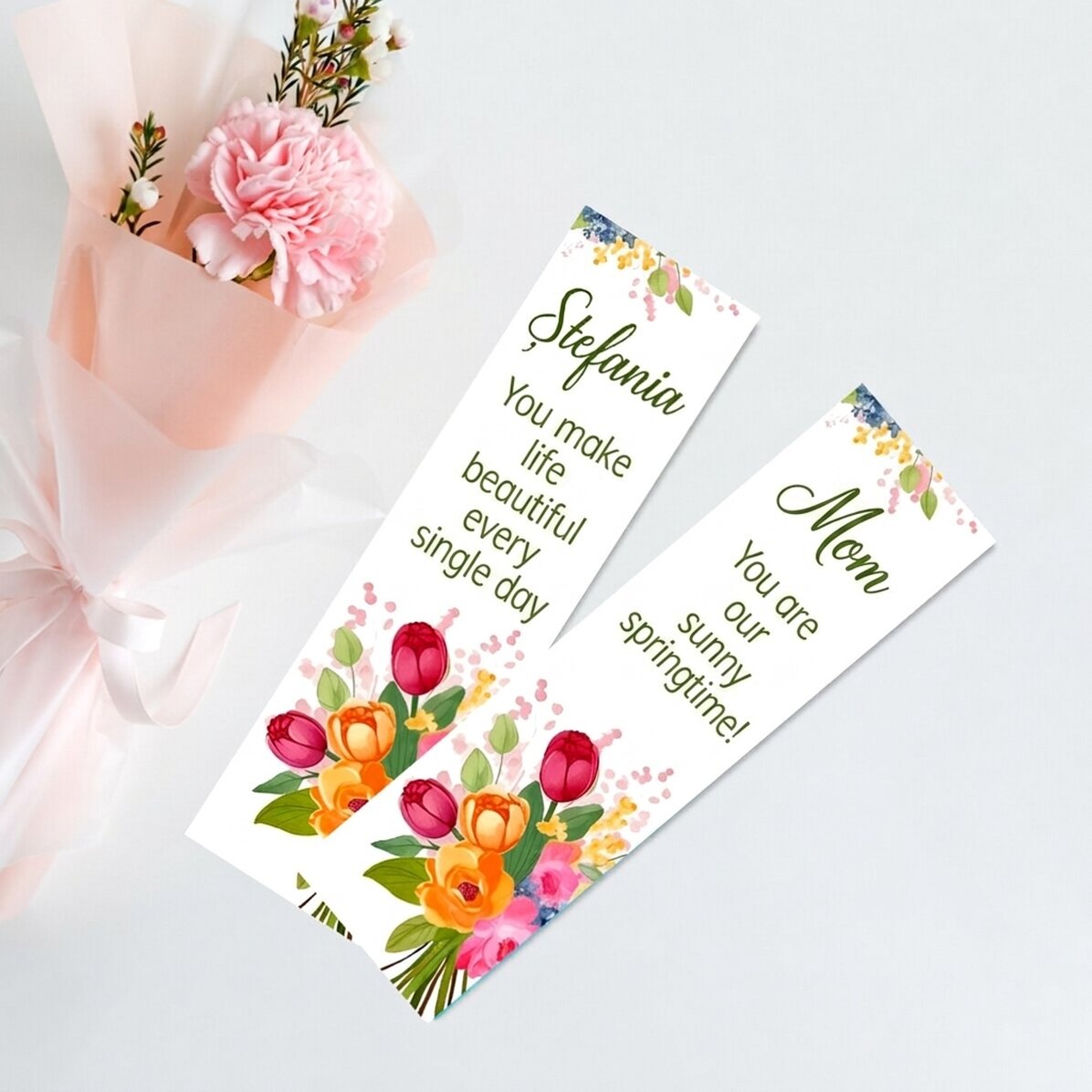 Marque-page personnalisé avec message - Fleurs
