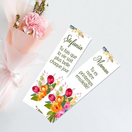 Marque-page personnalisé avec message - Fleurs