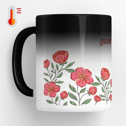 Tasse thermosensible personnalisée avec texte - Motif floral