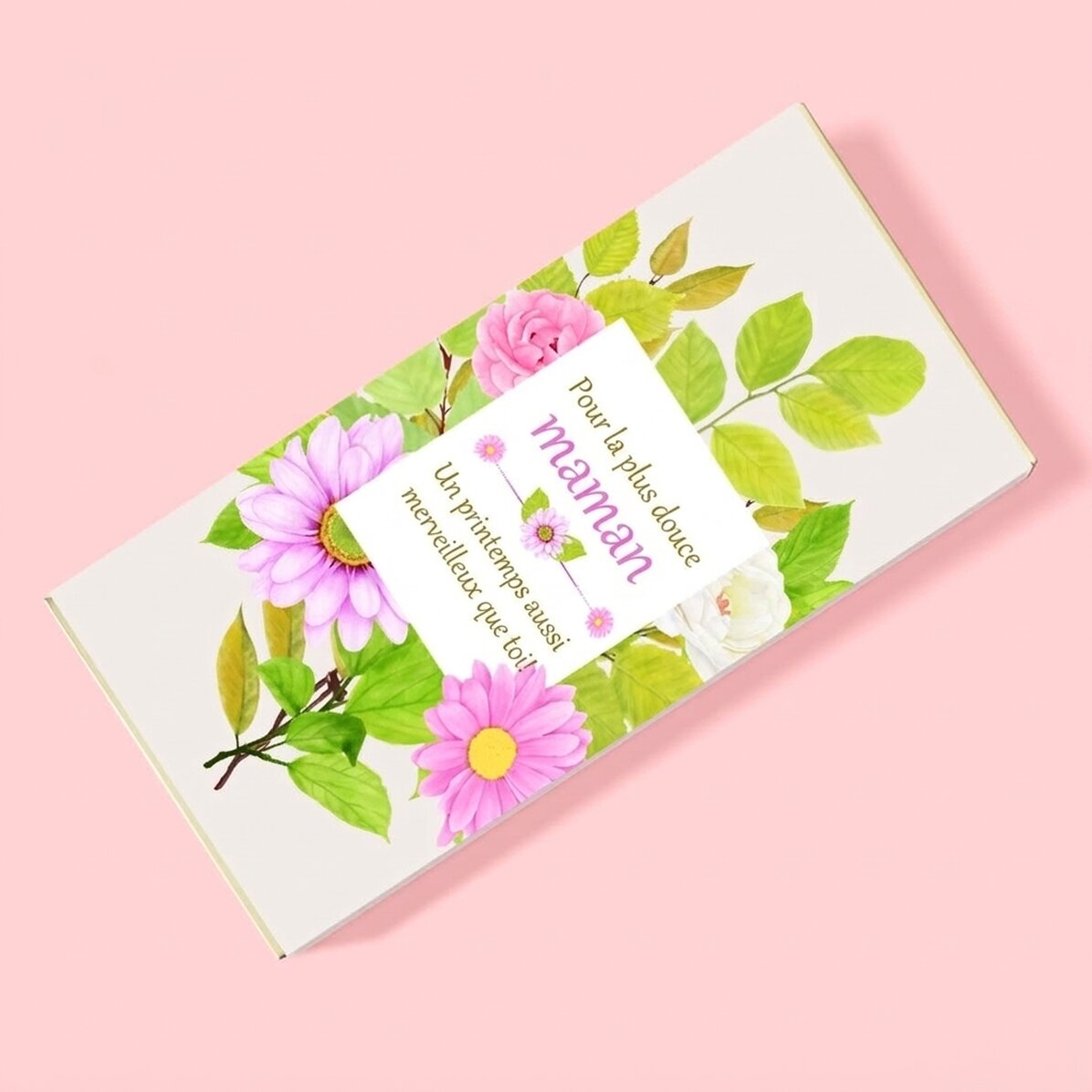 Chocolat personnalisé avec un message printanier pour maman