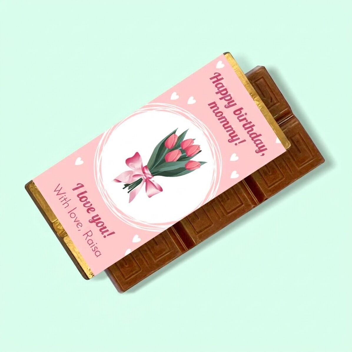 Mini-tablette de chocolat personnalisée avec un message - Flowers