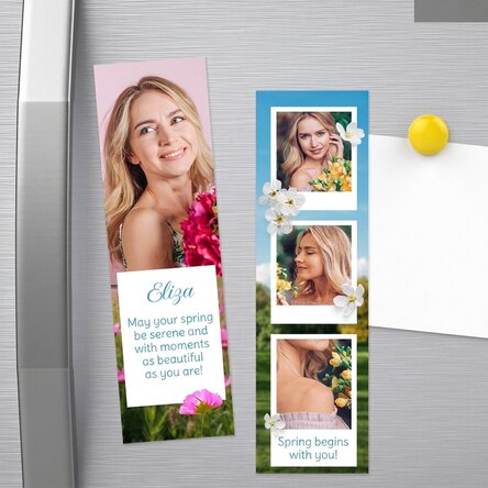 Lot de 2 aimants personnalisés avec photos et texte - Printemps