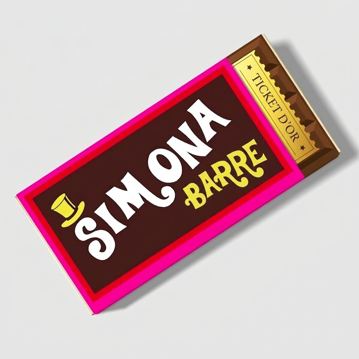 Chocolat personnalisé avec un prénom - Golden ticket