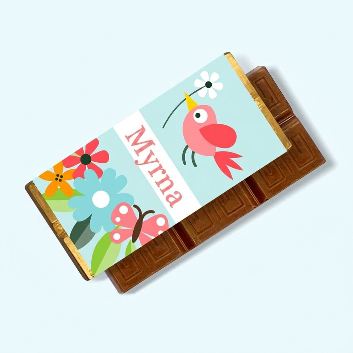 Mini-tablette de chocolat personnalisée avec un prénom - Fleurs