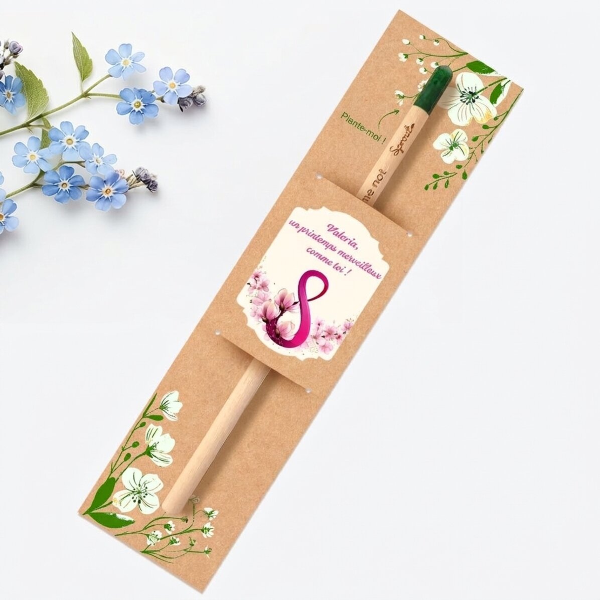 Crayon plantable personnalisé avec message - 8 mars