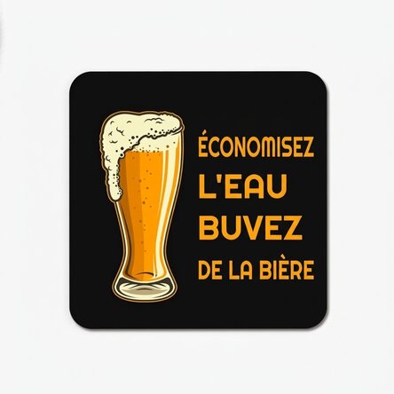 Porte-verre avec inscription : « Save water, drink beer »