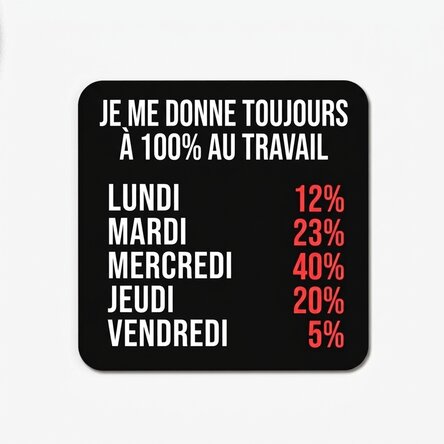 Porte-verre avec inscription - 100 % au travail