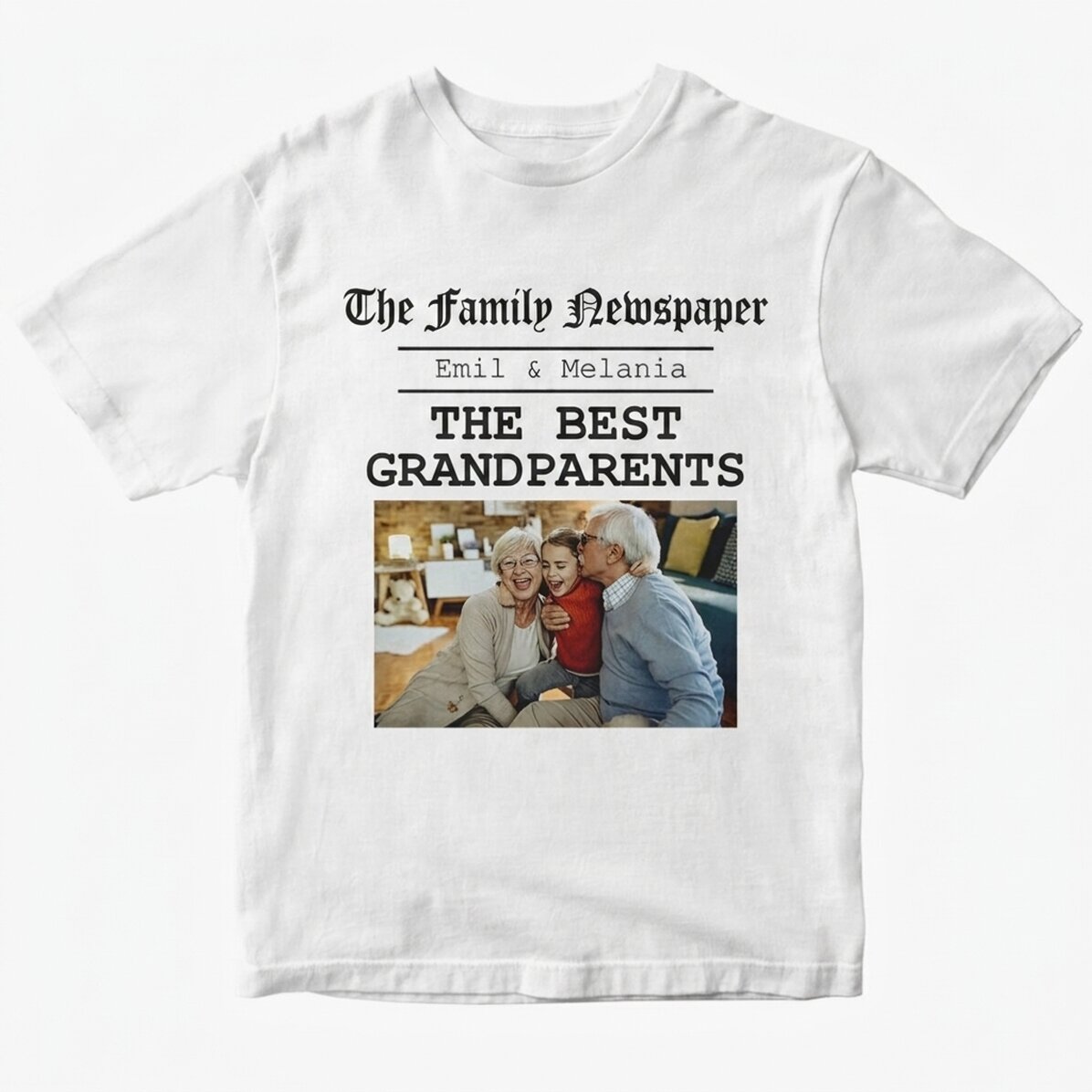 T-shirt en coton personnalisé avec photo et texte - Les meilleurs grands-parents