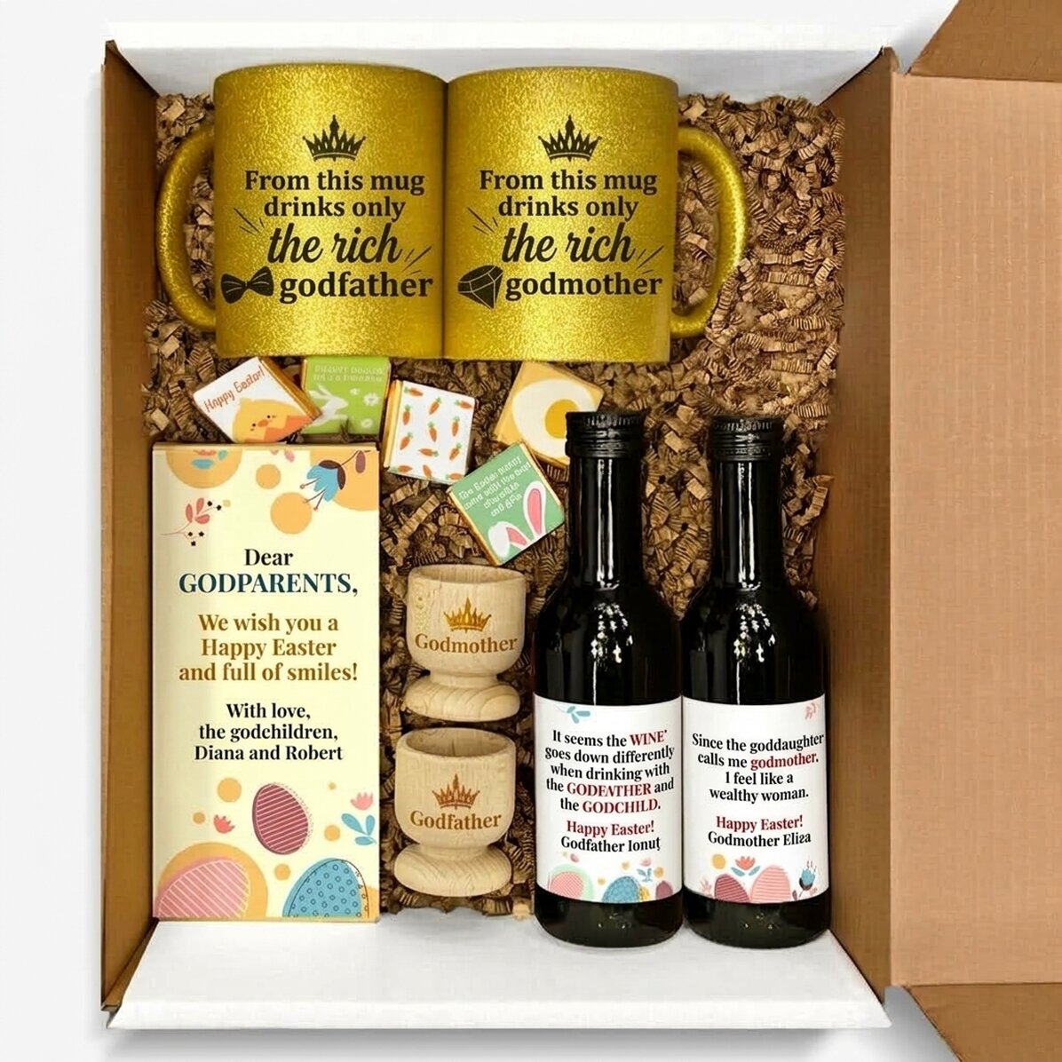 Coffret cadeau personnalisé pour les parrains et marraines - Joyeuses Pâques