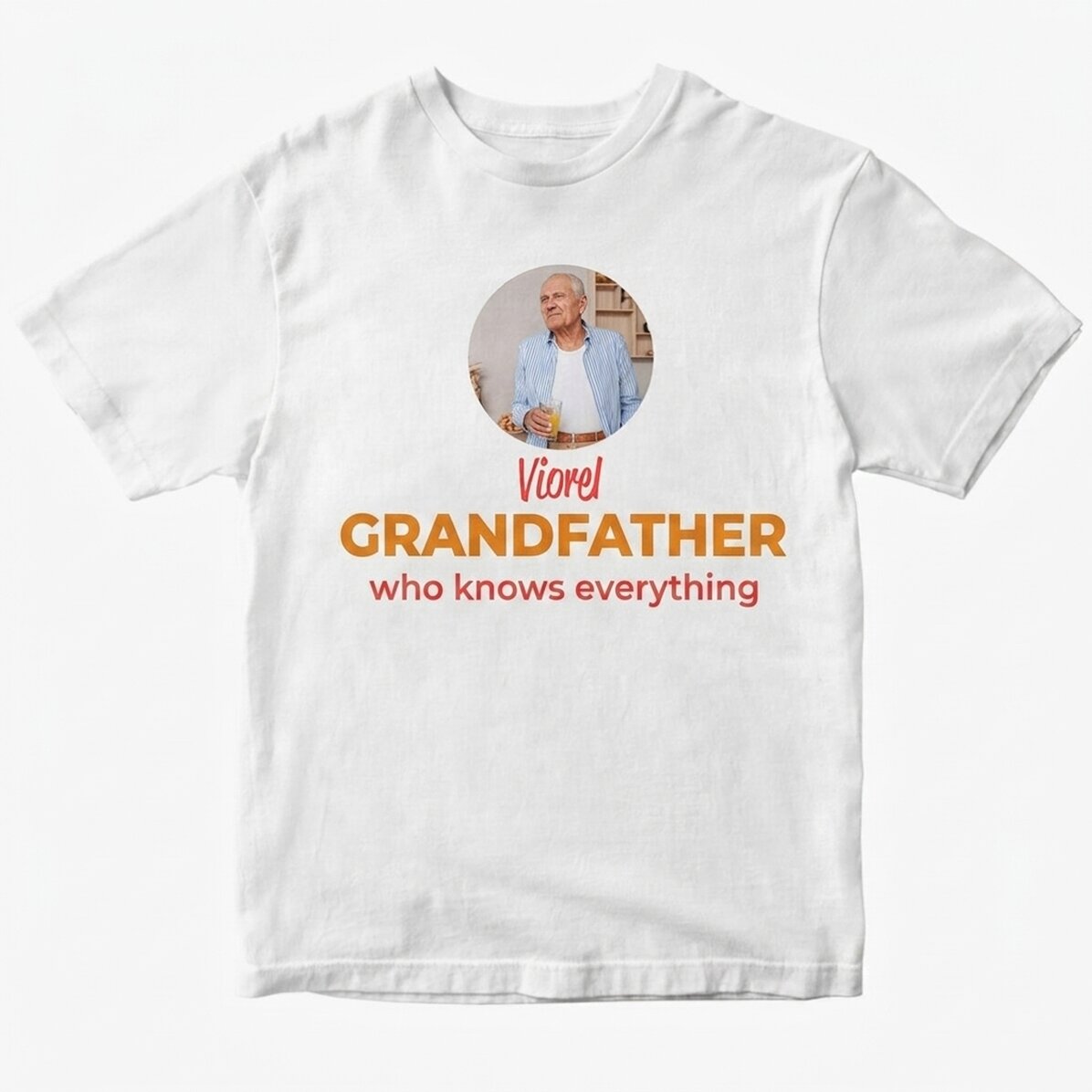 T-shirt en coton personnalisé avec photo et texte - Grand-père