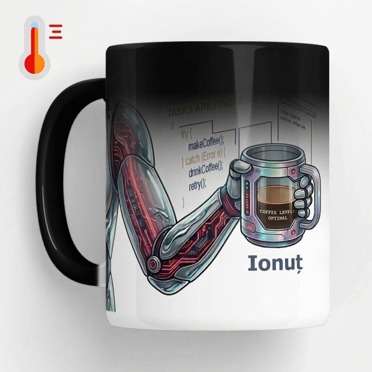 Tasse thermosensible personnalisée avec texte - Programmateur