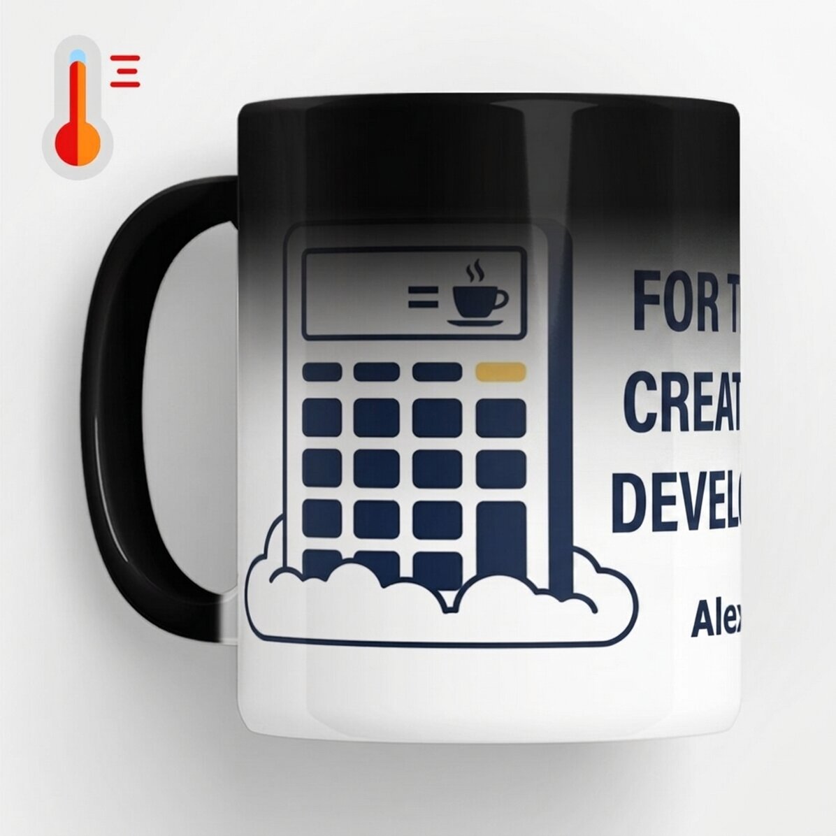 Tasse thermosensible personnalisée avec texte - Comptabilité