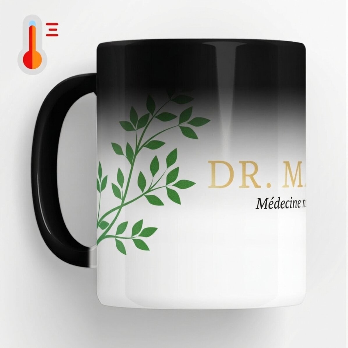 Tasse thermosensible personnalisée avec texte - Golden Doctor