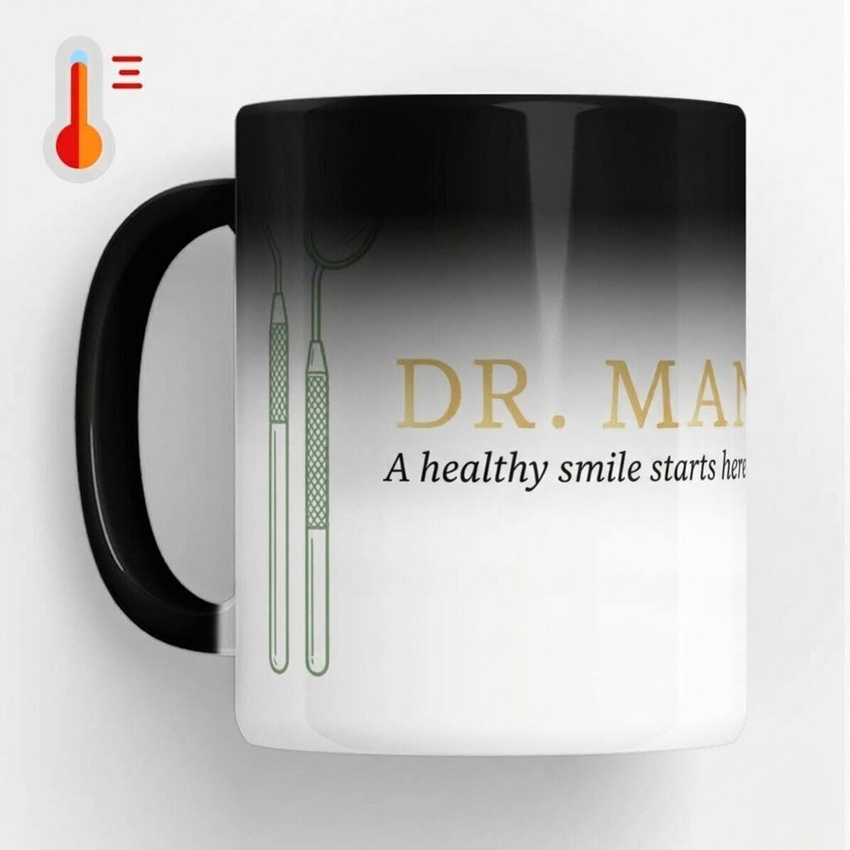 Tasse thermosensible personnalisée avec texte - Golden Dentist