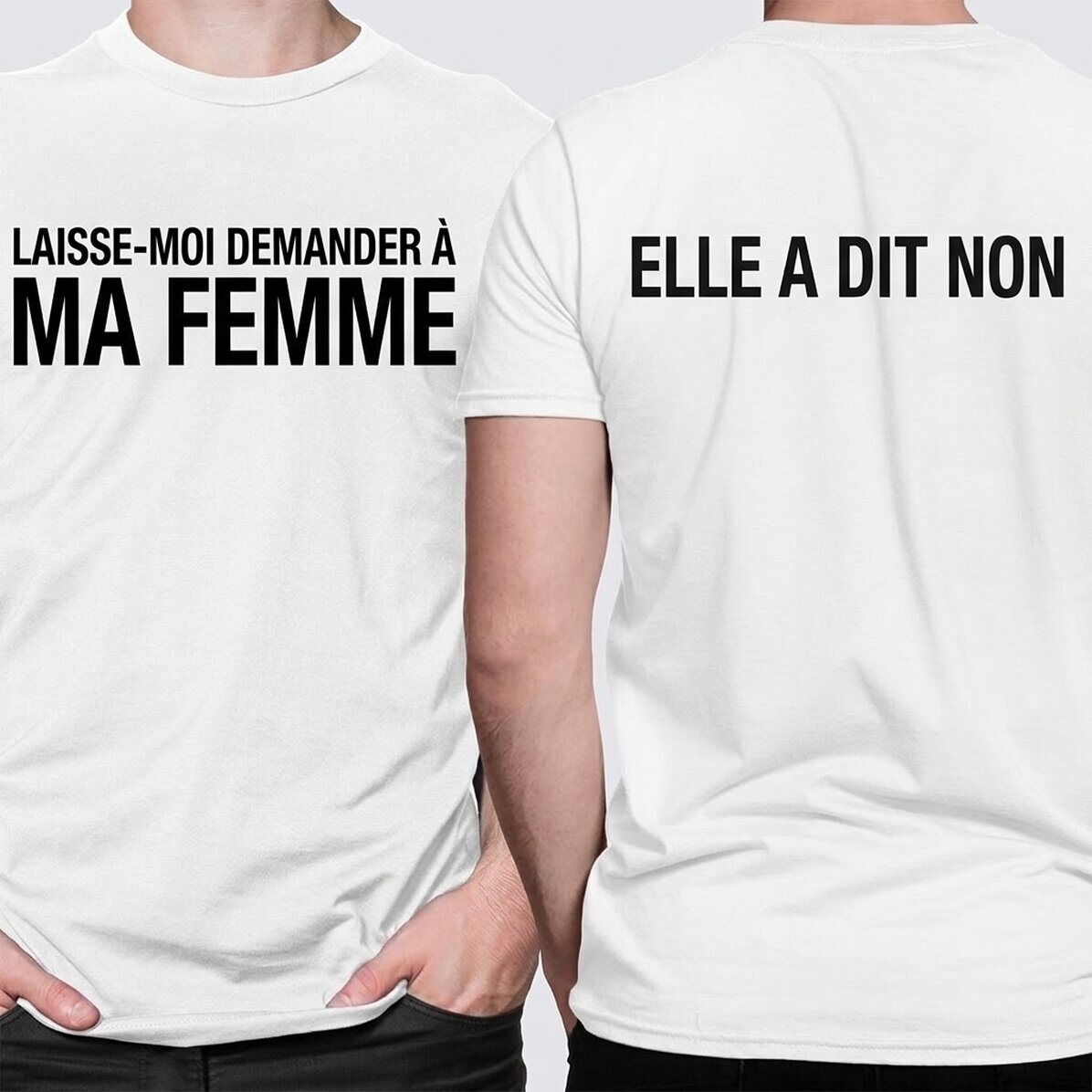 T-shirt en coton personnalisé avec un message amusant au recto et au verso