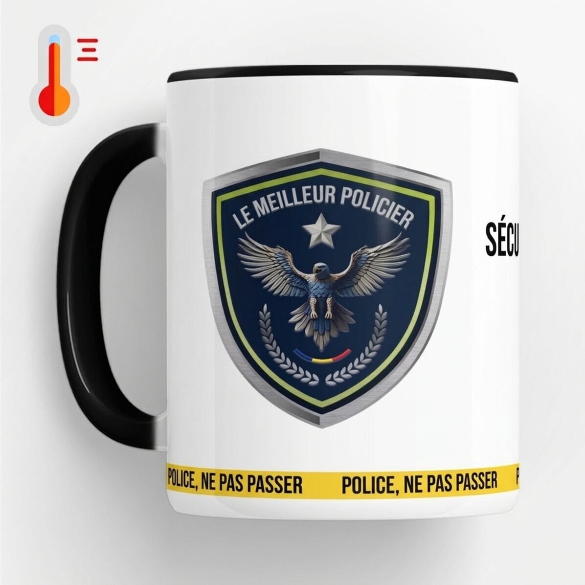 Tasse thermosensible personnalisée avec inscription - « Le meilleur policier »