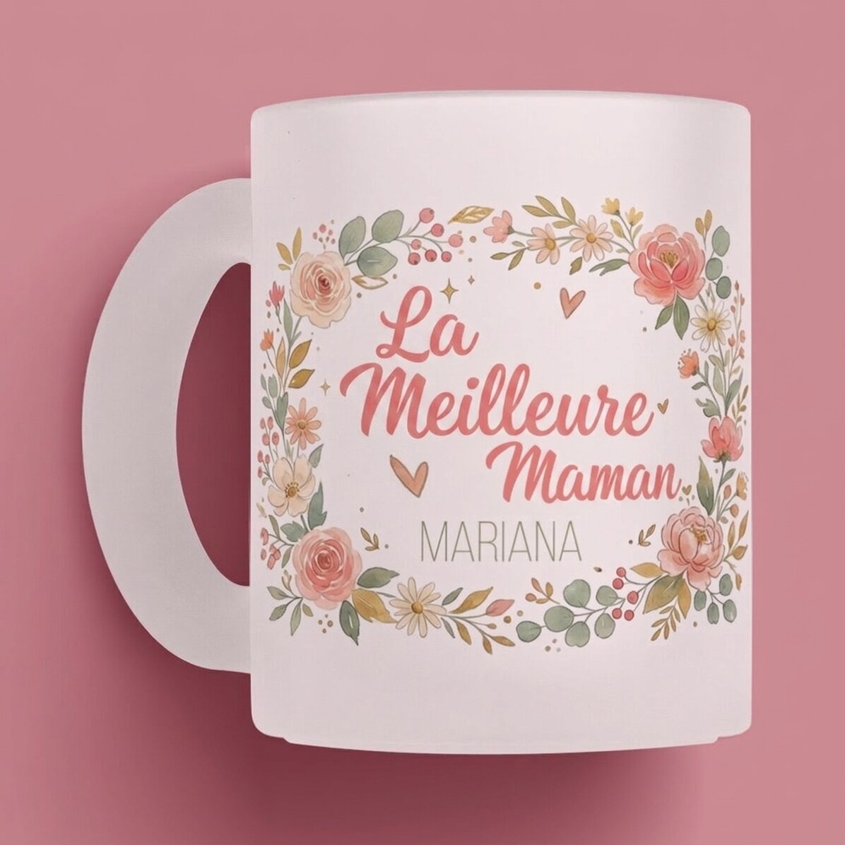 Gobelet en verre mat personnalisé avec inscription - « La meilleure maman »